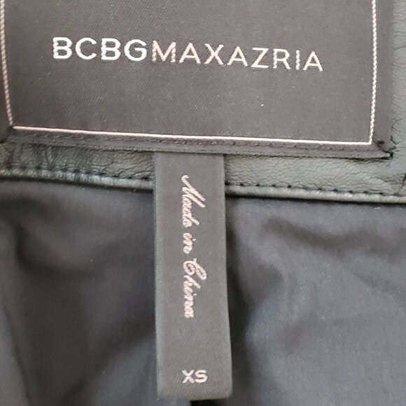 BCBGMAXAZRIA Farrell Black Fringe-Trim Faux Leather Short Jacket SZ XS - Picture 10 of 15